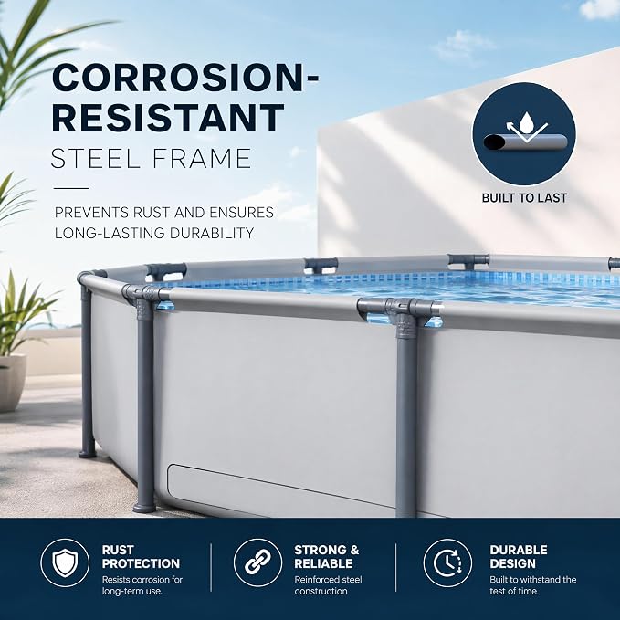 Above Ground Pool 14ft x 48in Steel Frame w/Pump Ladder Cover | 15x48ft, steel frame rust-proof, tool-free setup, 1000gal timer pump, ladder, cover, spare filter. 3-layer PVC liner.