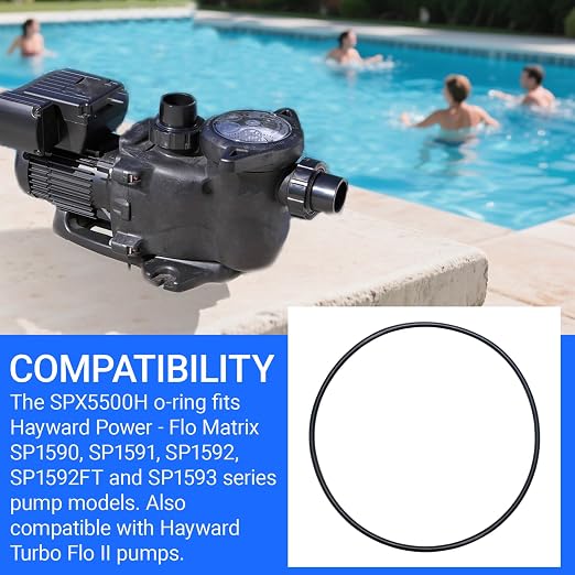 SPX5500H Strainer Cover O-Rings Compatible with Hayward Power | Flo Matrix SP1590 Series & Turbo Flo II Pumps, Durable NBR Seal for Pool Pump Maintenance (2-Pack)