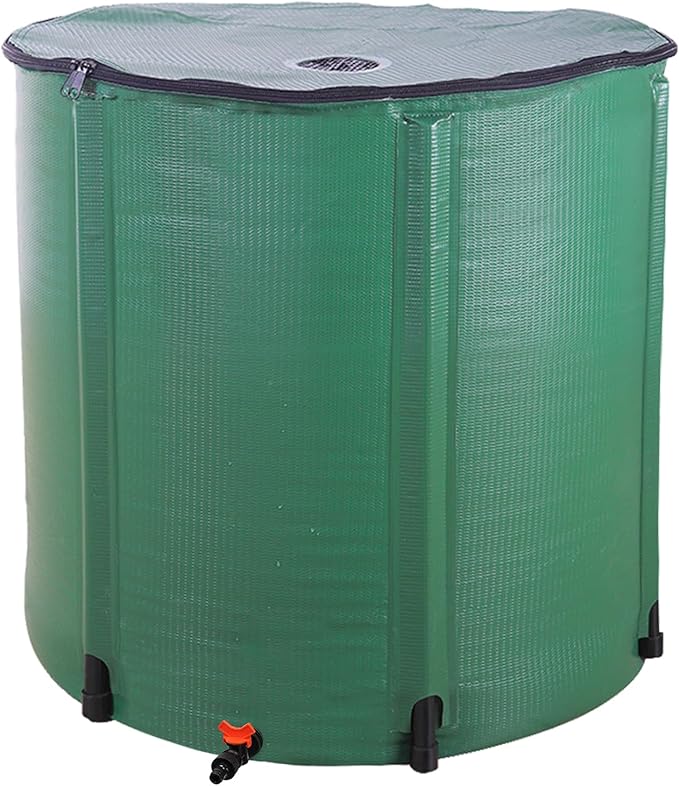 Collapsible Rain Barrel, 200 Gallon Portable Rainwater Collection System, Rain Catcher Barrel, Water Storage Tank with Spigots and Overflow Kit, Rain Water Barrel Collector for Garden, Green