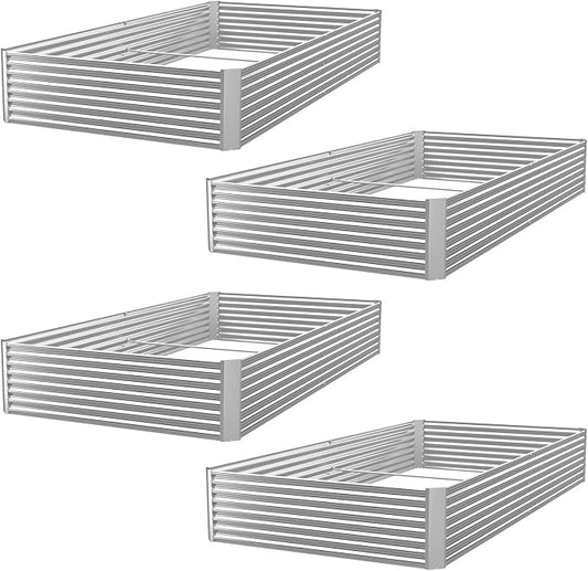 4pcs 6x3ft Galvanized Raised Garden Bed Outdoor,Above Ground Garden Bed for Vegetable,Metal Raised Beds for Flower,Steel Raised Beds for Gardening