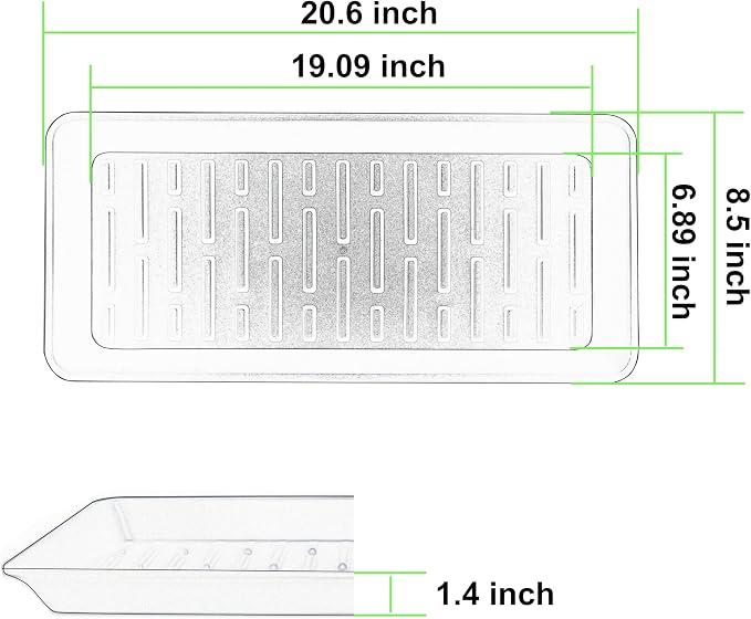 2 Pack Plastic Plant Tray Saucer Rectangular 20 21 Inch, Planter Trays Saucers Indoor Outdoor, Water Drip Tray for Flower Pot, Windowsill, 8.5 x 20.6 Inches, White