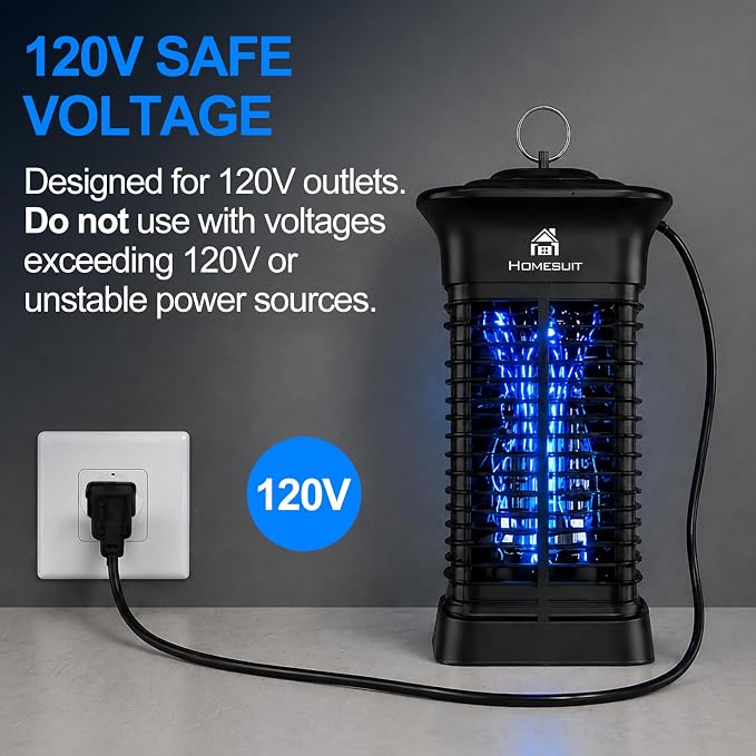 Homesuit Bug Zapper 15W for Outdoor and Indoor, High Powered 4000V Electric Mosquito Zappers, Mosquito Killer, Electronic Mosquitoes Light Bulb Lamp for Home Backyard Patio