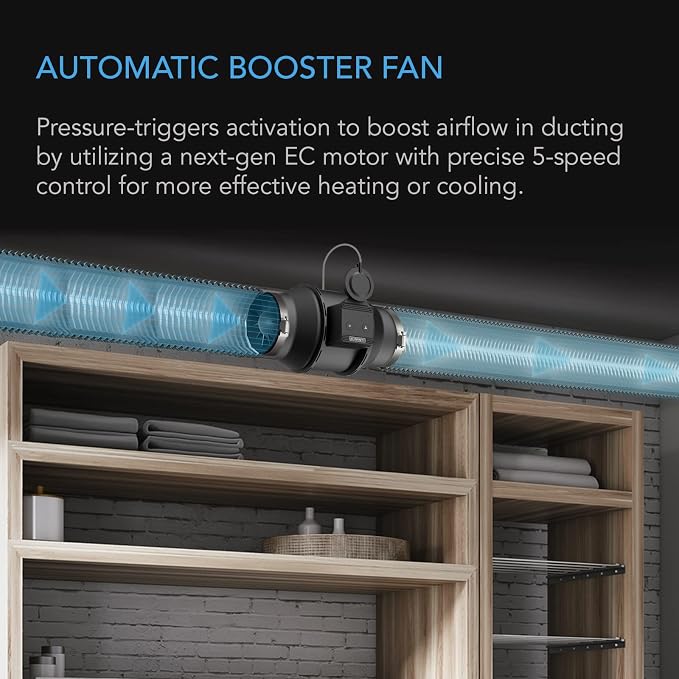 AC Infinity Automatic Duct Fan 4" Inline Fan. | With Differential Pressure Switch, Air Vent Booster Fan for Industrial HVAC Ducting Ventilation Exhaust Systems