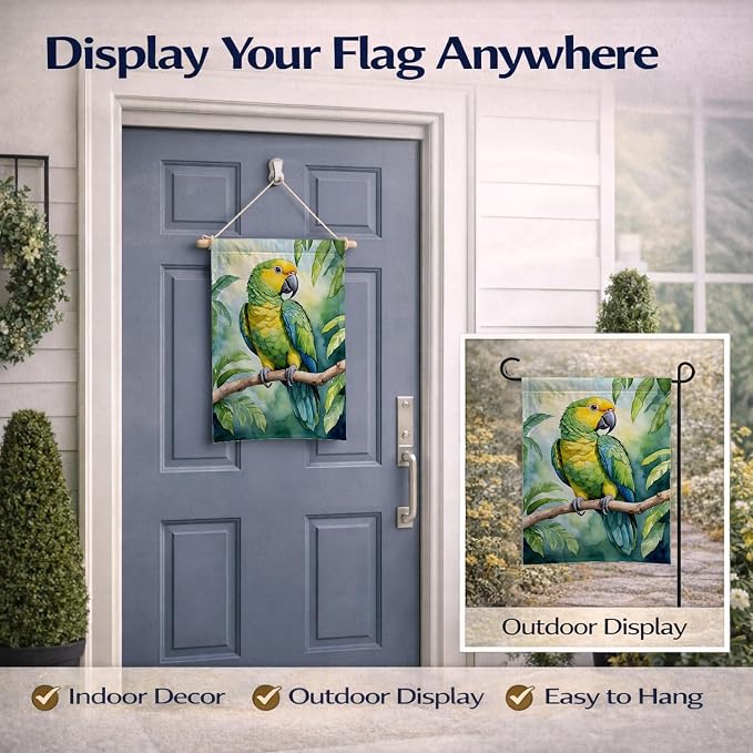 Caroline's Treasures Yellownaped Amazon Parrot Garden Flag Mailbox Flag Decorative Yard Flag Banner Outside Patio Artwork Yard Flower Beds, Garden Size, Multicolor
