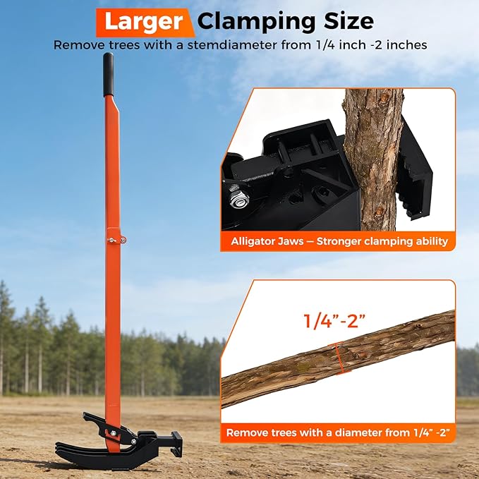 Heavy-Duty Sapling Puller Tool, High-Leverage Tree Puller for 1/4" to 2" Roots, Manual Root Remover for Shrubs, Vines and Thorns, Effort-Saving Weed Puller for Garden, Farm and Landscaping