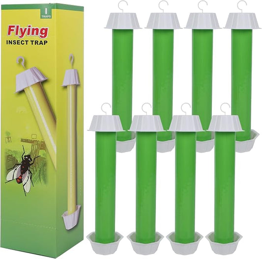 Fly Stick Sticky Fly Traps for Indoors Outdoor 8pk, Sticky Hanging Fly Stick, Flying Insect Trap, wasp Trap (Green 8PCS)
