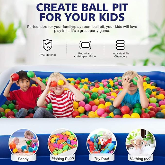 Inflatable Pool for Kids and Adults - Kiddie Pool Inflatable Swimming Pool for Kids Pools for Backyard Blow Up Pool 120" X 72" X 22" Air Pump Kids Pool Family Pool, Toddlers, Lounge Water Play Party
