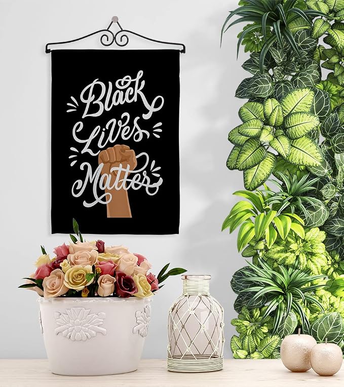 Black Lives Matter Stop Racism Garden Flag - Set Wall Hanger Support Cause BLM Anti Revolution Movement Equality Social - House Decoration Banner Small Yard Gift Double-Sided Made in USA 13 X 18.5