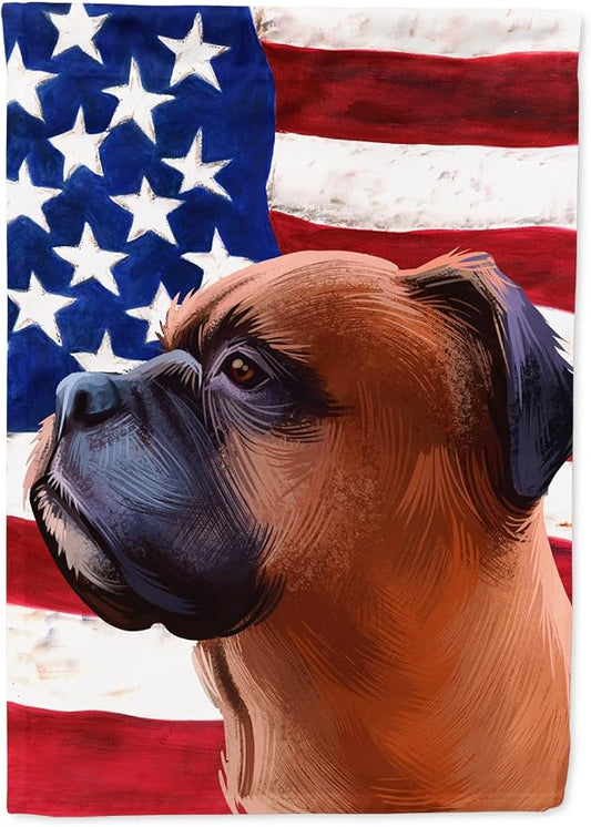 Caroline's Treasures CK6454CHF Boxer Dog American Flag House Flag Large Porch Sleeve Pole Decorative Outside Yard Banner Artwork Wall Hanging, Polyester, House Size, Multicolor