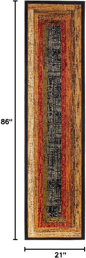 Home Dynamix Royalty Vega Contemporary Geometric Runner Area Rug, Black/Brown, 1'9"x7'2"