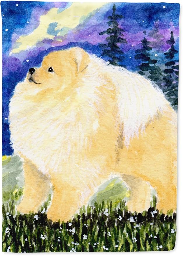 Caroline's Treasures SS8998GF Pomeranian Garden Flag Mailbox Flag Decorative Yard Flag Banner Outside Patio Artwork Yard Flower Beds, Garden Size, Multicolor