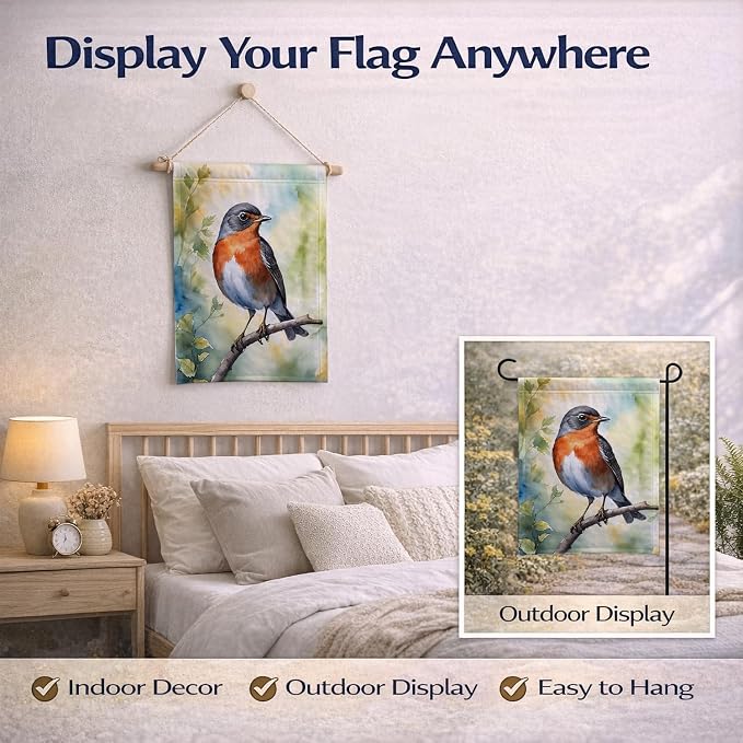 Caroline's Treasures Michigan American Robin Garden Flag Mailbox Flag Decorative Yard Flag Banner Outside Patio Artwork Yard Flower Beds, Garden Size, Multicolor