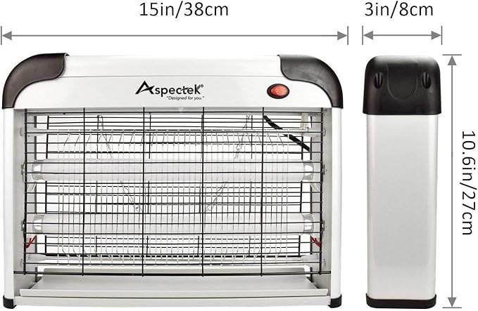 ASPECTEK 20W Bug Zapper, Electric Insect Killer for Indoor and Covered Outdoor, Mosquito, Fly and Moth Trap with Protective Mesh and Hanging Chain for Versatile Setup at Home, Patio and Garage