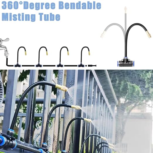 49.21Ft Drip Irrigation System, 360° Bendable Drip Irrigation Kit Automatic Irrigation System for Garden, Adjustable Garden Watering Misting System for Greenhouse, Yard, Lawn, Plant