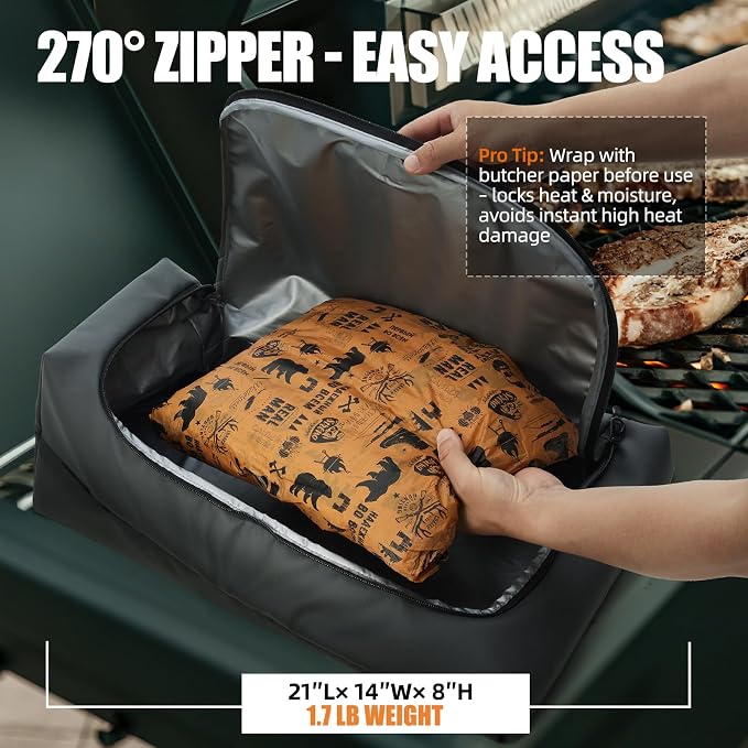 270° Opening BBQ Blanket for Resting Meat, Insulated Leak-Proof Meat Resting Bag for Briskets, Father's Day Birthday Gift for Men Dad Husband, Smoker Grilling Accessories for Camping Kitchen Party