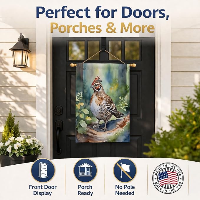 Caroline's Treasures Pennsylvania Ruffed Grouse House Flag Large Porch Sleeve Pole Decorative Outside Yard Banner Artwork Wall Hanging, Polyester, House Size, Multicolor