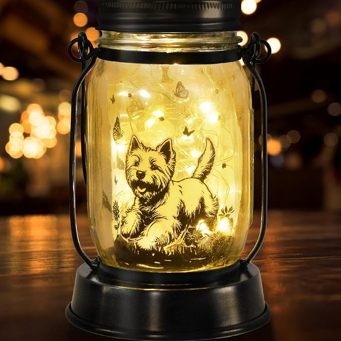 kyoryuger Yorkie Dog Gifts for Women/Men Yorkshire Terrier Solar Lanterns Mom Birthday Dog Lovers Lantern Pet Loss Pet Memorial Lights Solar Garden Decor for Yard, Patio,Backyard,Porch Torches Light