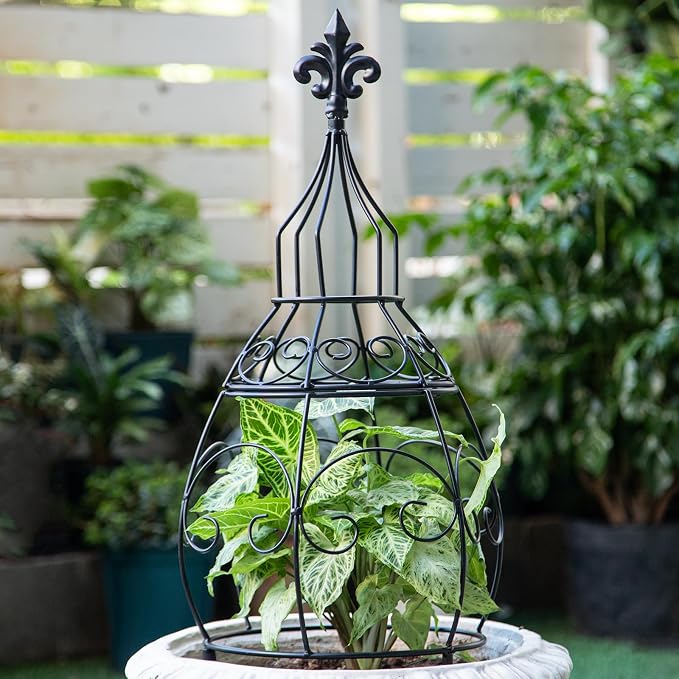 29-Inch Garden Trellis Obelisk - Durable Metal Support for Indoor & Outdoor Climbing Plants, Perfect for Vertical Gardening & Potted Plants, Stylish Design for Home and Garden