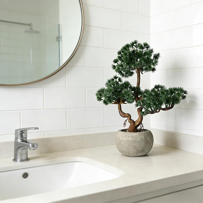TOARTi Artificial Bonsai Tree Potted Plant with Pot, 11" Tall Small Fake Potted Faux Plant Desk Decor, Realistic Decorative Plants Indoor Shelf Decor for for Home Bedroom Bathroom Office Desk