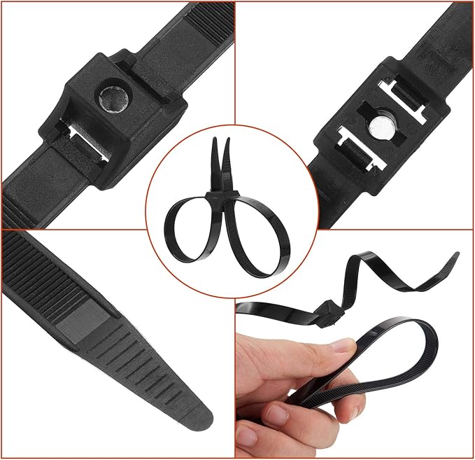 Boao 20 Pcs 10 x 0.5 Inch Zip Ties Double Sided Cable Ties Disposable Heavy Duty Zip Wraps Nylon Restraints