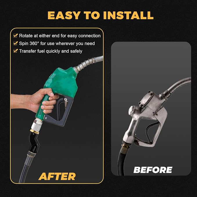 2PCS 1 Inch NPT Fuel Hose Nozzle Swivel - Multi Plane 360° Rotating Connector for Fuel, Water, Diesel, Gasoline, Kerosene Transfer Pumps, Tanks, and Nozzles