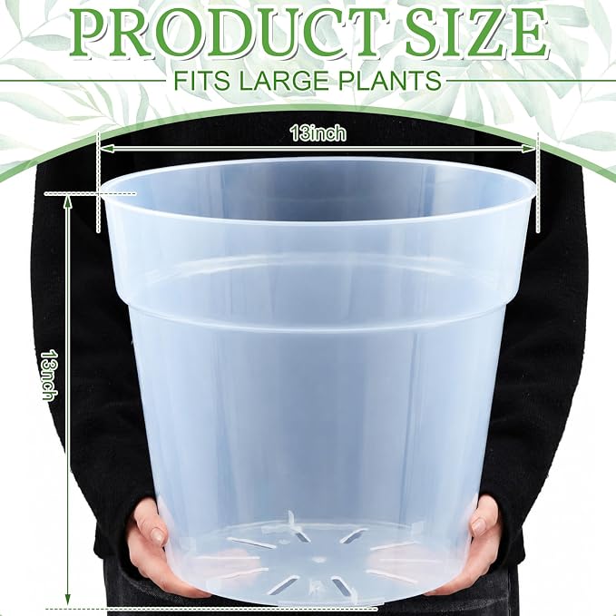 Vesici 6 Pcs 13 Inch Large Thickened Clear Nursery Pots Variety Pack Plant Pots with Drainage Holes Planters for Indoor Plants Flexible Transparent Plastic Plant Bottle Succulents