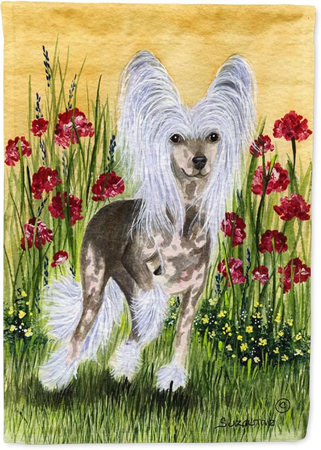 Caroline's Treasures SS8185GF Chinese Crested Garden Flag Mailbox Flag Decorative Yard Flag Banner Outside Patio Artwork Yard Flower Beds, Garden Size, Multicolor