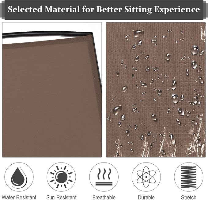 Giantex Patio Bench Glider Chair with Metal Frame, Center Tempered Glass Table, Outside Double Rocking Swing Loveseat for Porch, Garden, Poolside, Balcony, Lawn Rocker Outdoor Glider Bench(Brown)
