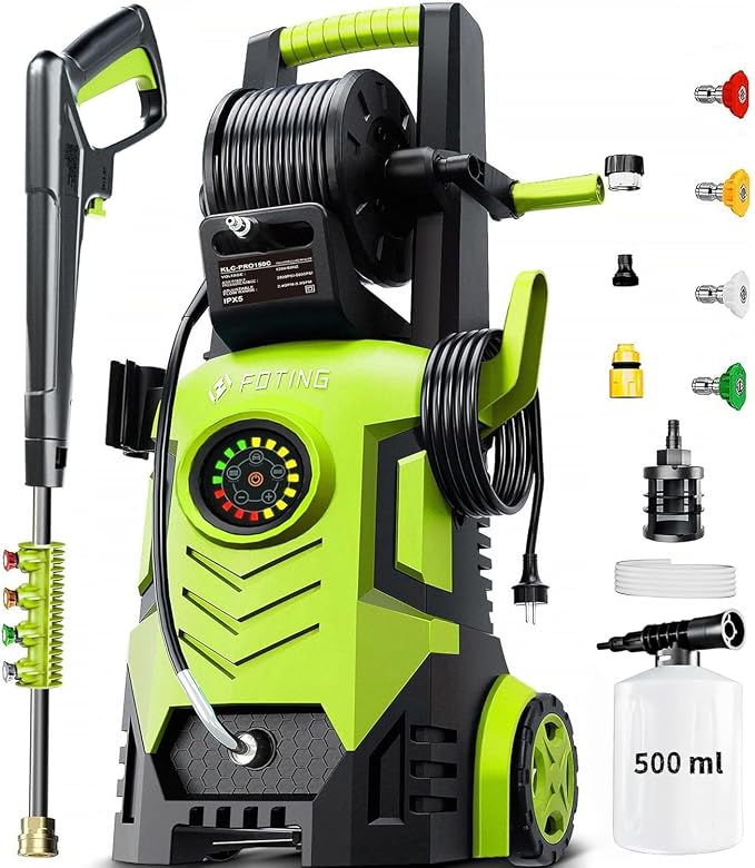 2026New Pressure Power Washer 5000PSI with Adjustable Touch Screen 8 Level, 34" Tall, 4 Quick Connect Nozzles,Inlet Hose&Filter&500mlFoam Cannon for Cars/Fences/Driveways/Home Cleaning (Yellow)