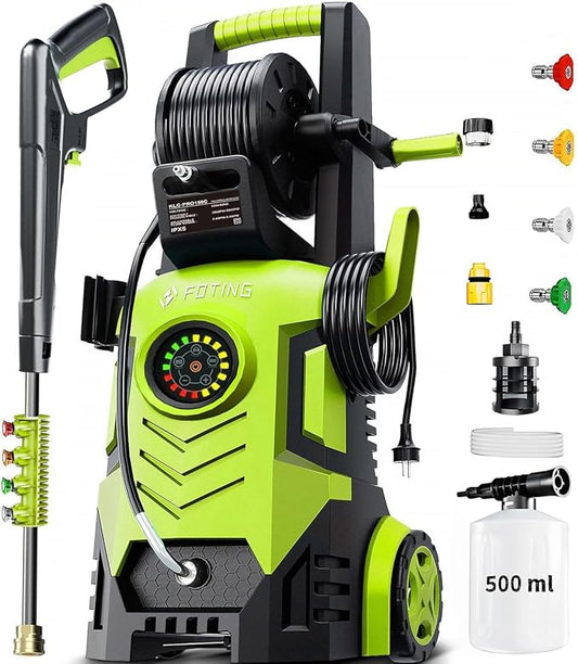 2026New Pressure Power Washer 5000PSI with Adjustable Touch Screen 8 Level, 34" Tall, 4 Quick Connect Nozzles,Inlet Hose&Filter&500mlFoam Cannon for Cars/Fences/Driveways/Home Cleaning (Yellow)