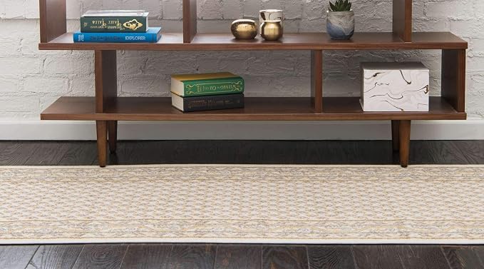 Unique Loom Williamsburg Collection Traditional Border with Dotted Center Area Rug, Runner 2' 9" x 9' 10", Beige/Yellow