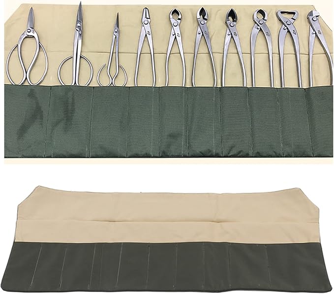 Bonsai Tool Roll, Multifunctional Tool Pocket Bag Garden Tool Roll Bag, Bonsai Tools Bag Waterproof Canvas Compact Bonsai Tool Storage Bag