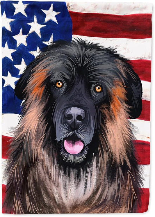 Caroline's Treasures CK6518CHF Estrela Mountain Dog American Flag House Flag Large Porch Sleeve Pole Decorative Outside Yard Banner Artwork Wall Hanging, Polyester, House Size, Multicolor