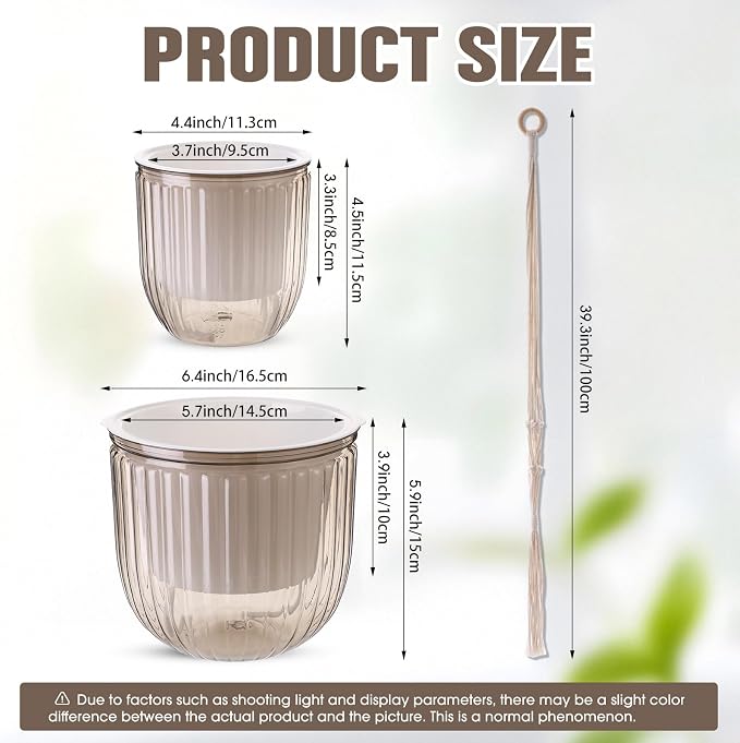 Hanging Planter Set of 6 Self Watering Indoor Flower Pots with Water Level Indicator Modern Plant Hangers for Indoor Garden Decor Balcony Apartment Boho Home Decoration Easy Care(Grey)