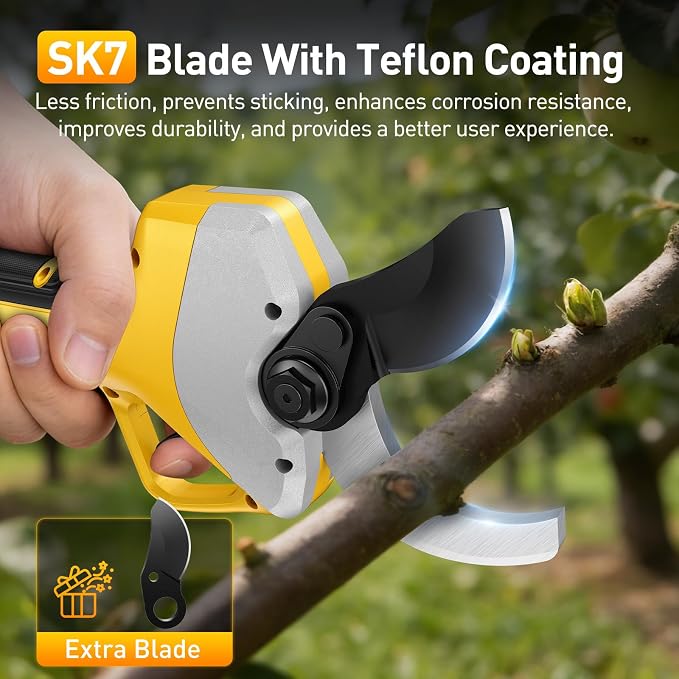 Professional Electric Pruning Shears Cordless 3.0'' Heavy Duty Electric Pruner with Brushless Motor 4000mAh Battery Electric Pruners Cordless Pruner for Branch, Fruit Plucking and Tree Trimming