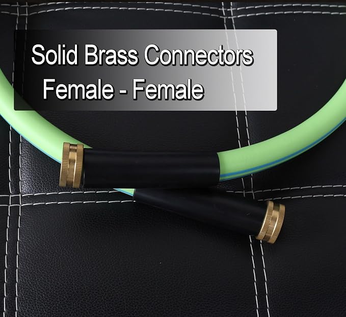 Atlantic Female to Female Heavy Duty Garden Hose 1 ft x 5/8 inch Green, Short Connection Leader Hose. (1 Foot)