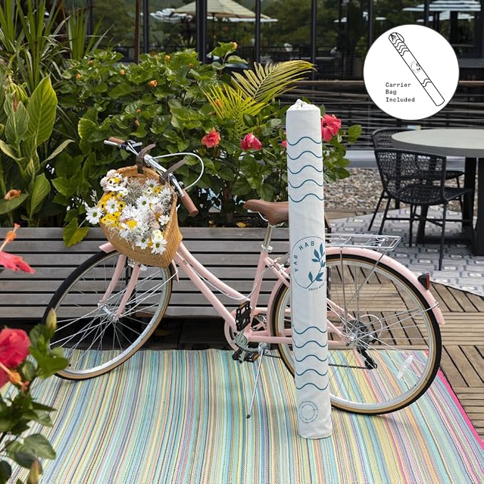 Fab Habitat Striped Outdoor Rug - Waterproof, Fade Resistant, Crease-Free - Premium Recycled Plastic - Patio, Porch, Deck, Balcony - Kyoto - Green - 5 x 8 ft