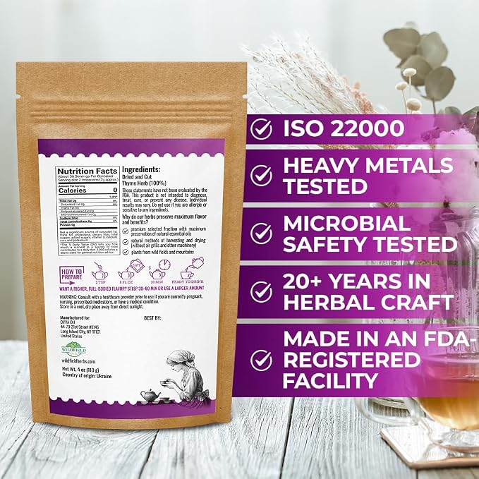 4 oz. Thyme Herbal Tea (Thymus Vulgaris) - 113g Dried Thyme Leaves Herb Tea Hierba De Tomillo