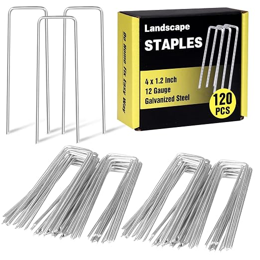 HongWay 120 Pack 4 Inch Landscape Garden Staples, Garden Stakes Galvanized 12 Gauge SOD Ground Stakes Landscaping Fabric Pins Yard Staples for Lawn Turf Hose Irrigation Tubing