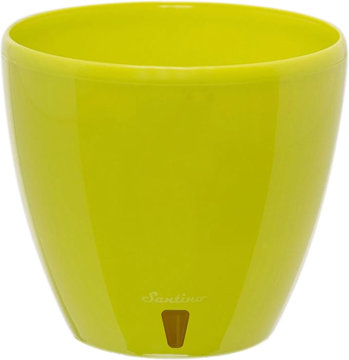 DECOPOTS - 3 Pack Self Watering Planter - Indoor Decorative Flower Pot with Drainage Cartridge and Water Level Indicator (5.5", Lime)