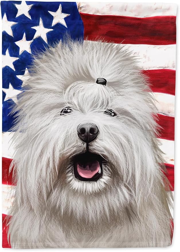 Caroline's Treasures CK6495GF Coton de Tulear Dog American Flag Garden Flag Mailbox Flag Decorative Yard Flag Banner Outside Patio Artwork Yard Flower Beds, Garden Size, Multicolor