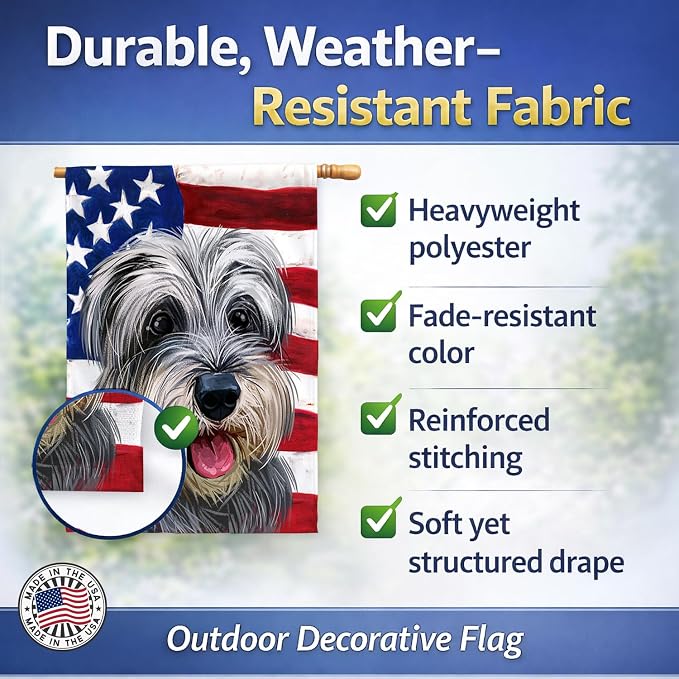 Caroline's Treasures CK6619CHF Miniature Schnauzer Dog American Flag House Flag Large Porch Sleeve Pole Decorative Outside Yard Banner Artwork Wall Hanging, Polyester, House Size, Multicolor