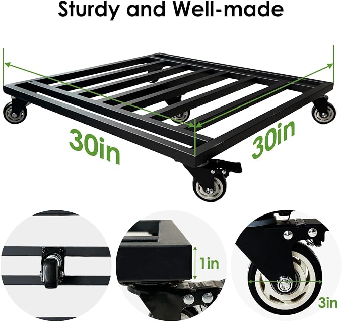 30" Plant Caddy with Wheels Heavy Duty,Extra Large Metal Rolling Plant Stand with 5 Caster 900 Lbs Load Capacity,Square Plant Dolly for Large Pots,Planter Rollers for Indoor Outdoor Use