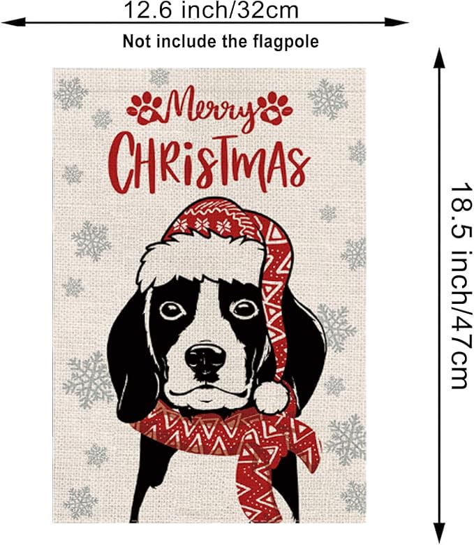 Seasonal Garden Flags Beagle Double Sided Flags Set of 11 Holiday Farmhouse Indoor Outdoor Yard Lawn Christmas Gifts Decorations 12.5x18 Inch