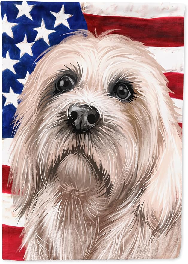 Caroline's Treasures CK6501GF Dandie Dinmont Terrier American Flag Garden Flag Mailbox Flag Decorative Yard Flag Banner Outside Patio Artwork Yard Flower Beds, Garden Size, Multicolor