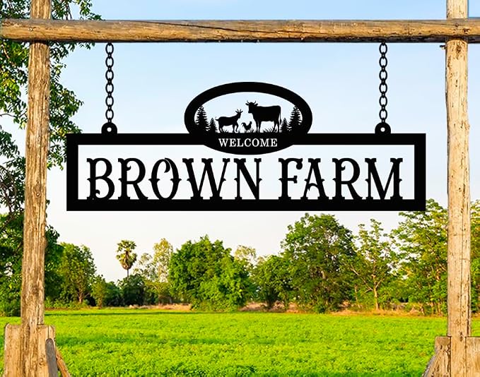 Personalized Metal Farm Sign, Large Outdoor Metal Sign, Custom Metal Family Name Farmhouse Sign, Farmhouse Decor, Ranch Decor, Farm Family Name Sign, Personalized Farm Metal Wall Art,