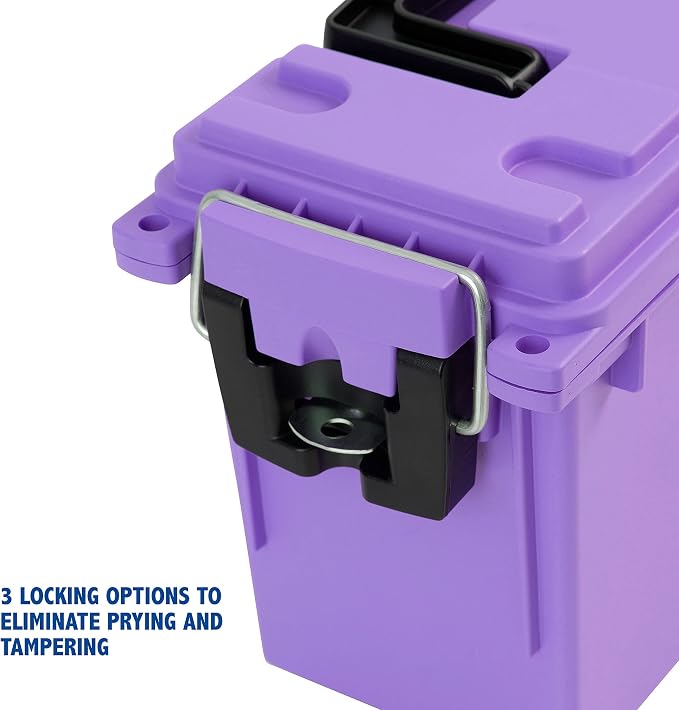 Sheffield Ammo Box Made in USA, Stackable Lockable Ammo Storage Box, Purple | Lockable Storage Box, Water and Dust Resistant Dry Box, Secures Hunting Gear, Gun Accessories, Supplies, and Bullets