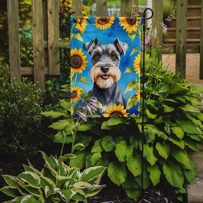 Caroline's Treasures DAC6156GF Schnauzer in Sunflowers Garden Flag Mailbox Flag Decorative Yard Flag Banner Outside Patio Artwork Yard Flower Beds, Garden Size, Multicolor