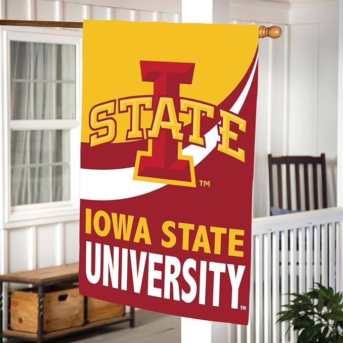 NCAA Iowa State University House Flag, 28 x 44, Double Sided Garden Flags for Outside, Outdoor College Flags & Banners for Gardens Patio, Indoor Wall Decor Flag for Room