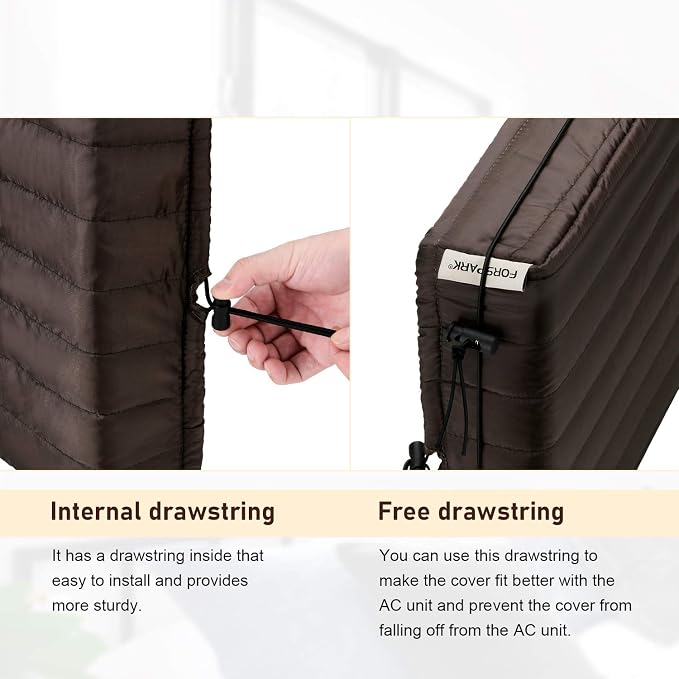 FORSPARK Indoor Air Conditioner AC Covers for Inside with Free Drawstring, 25L x 18H x 3.5D inches Brown